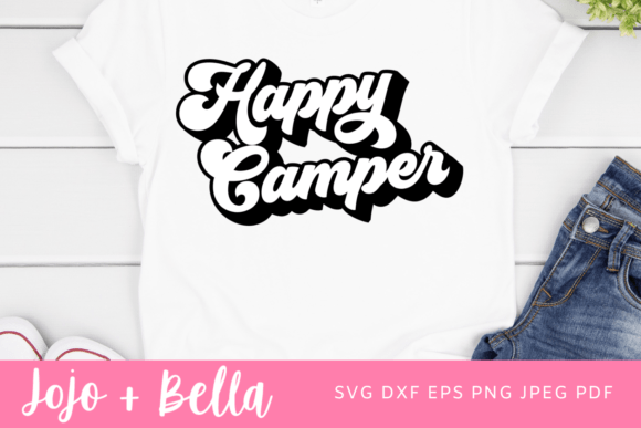 Happy Camper Retro SVG for Crafts and Graphics