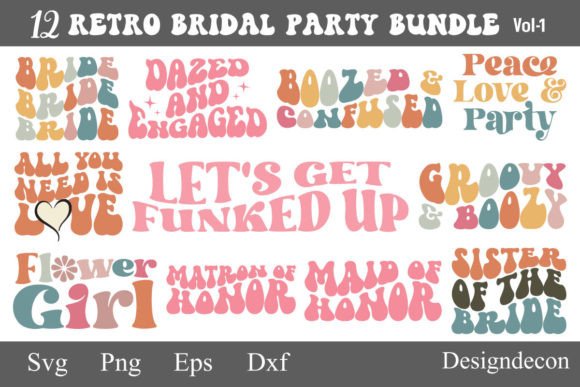 Retro Bridal Party Sublimation Bundle for Graphics and Crafts