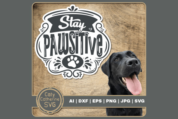 Stay Pawsitive Funny Dog Positive Quote in Graphics and Crafts